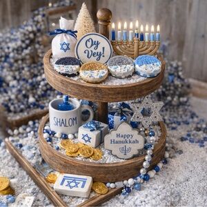 ⤵️🆕 Hanukkah Fake Cookie Set - Blue, Gold, Silver , White